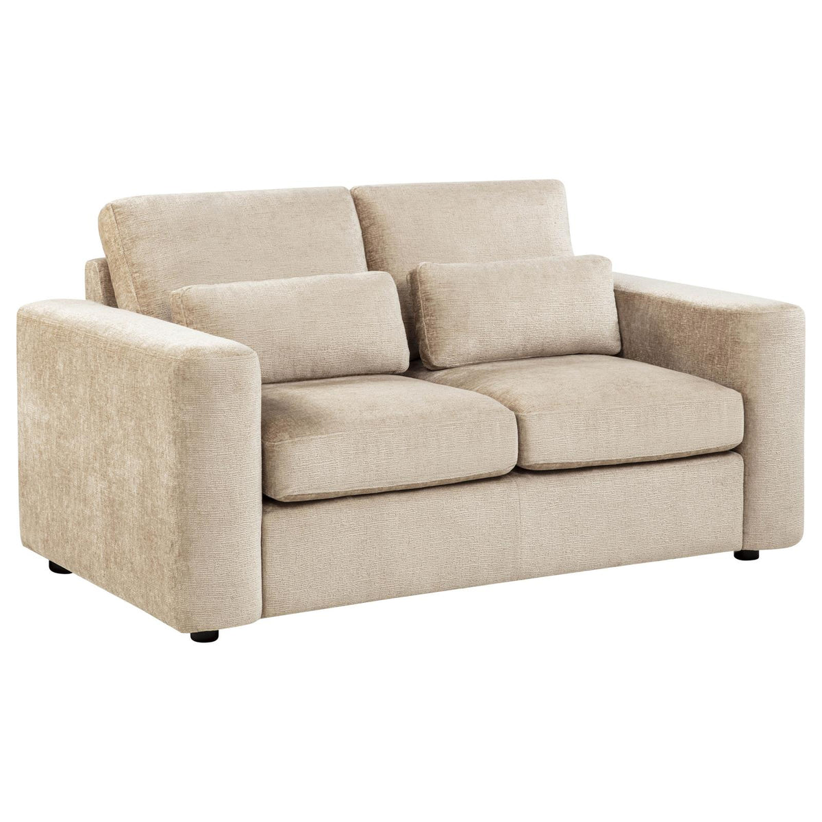 Amador Chenille Upholstered Track Arm Sofa Set Camel