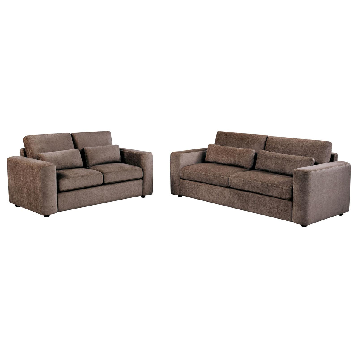 Amador Chenille Upholstered Track Arm Sofa Set Chocolate