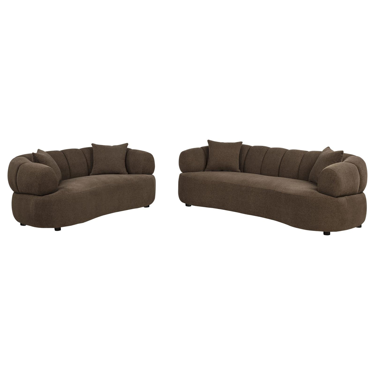 Casarin Fabric 3-Piece Channel-Back Sofa Set Brown