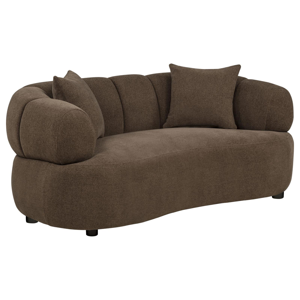 Casarin Fabric Channel-Back Loveseat Brown