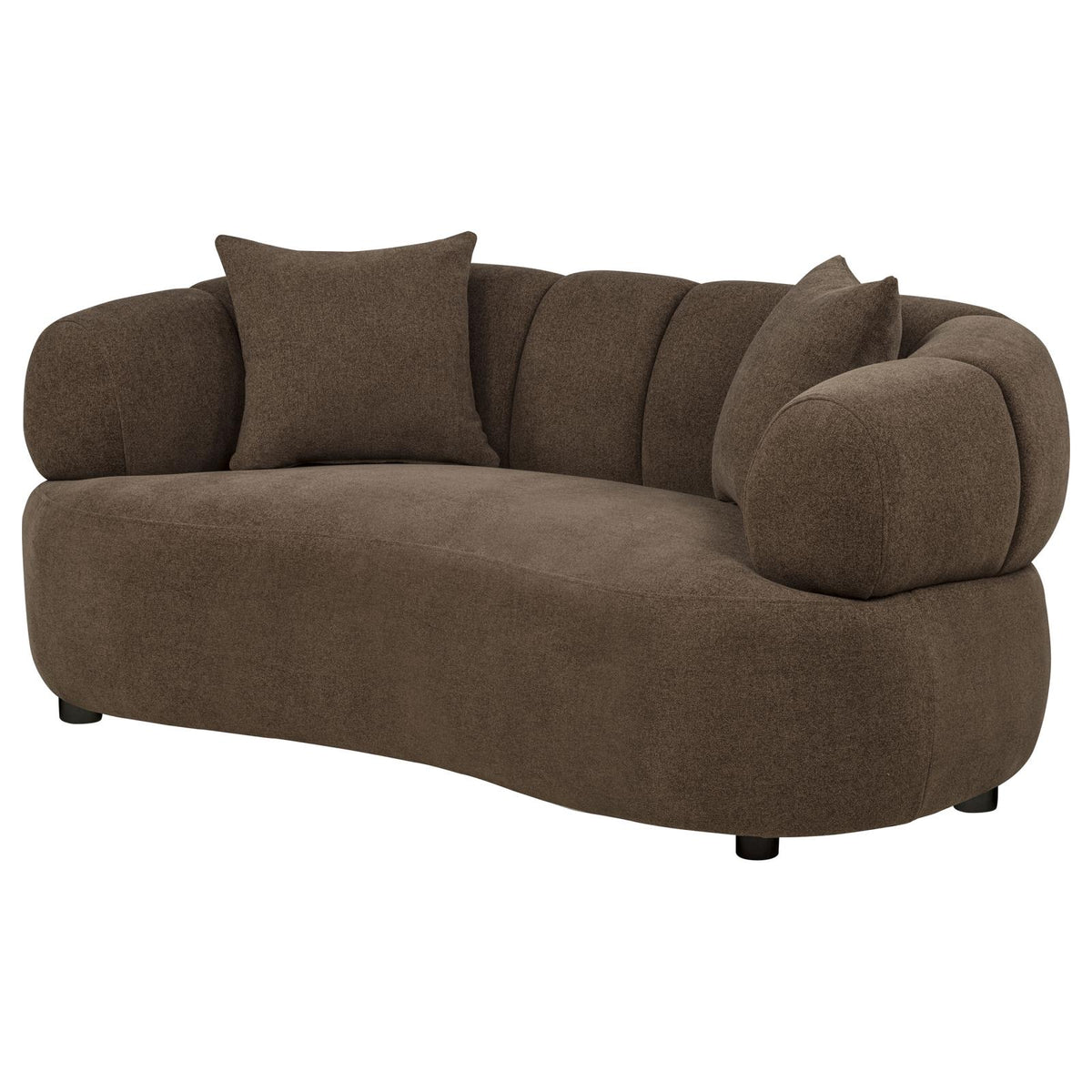 Casarin Fabric Channel-Back Loveseat Brown