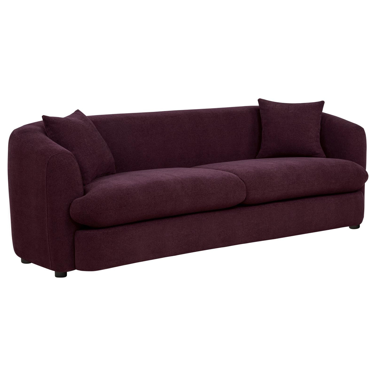 Delroy 3-Piece Stationary Sofa Set Aubergine Polyester Upholstery