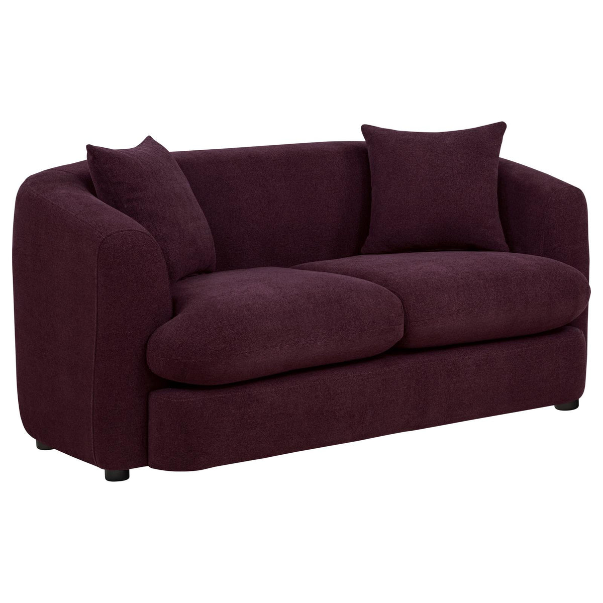Delroy 3-Piece Stationary Sofa Set Aubergine Polyester Upholstery