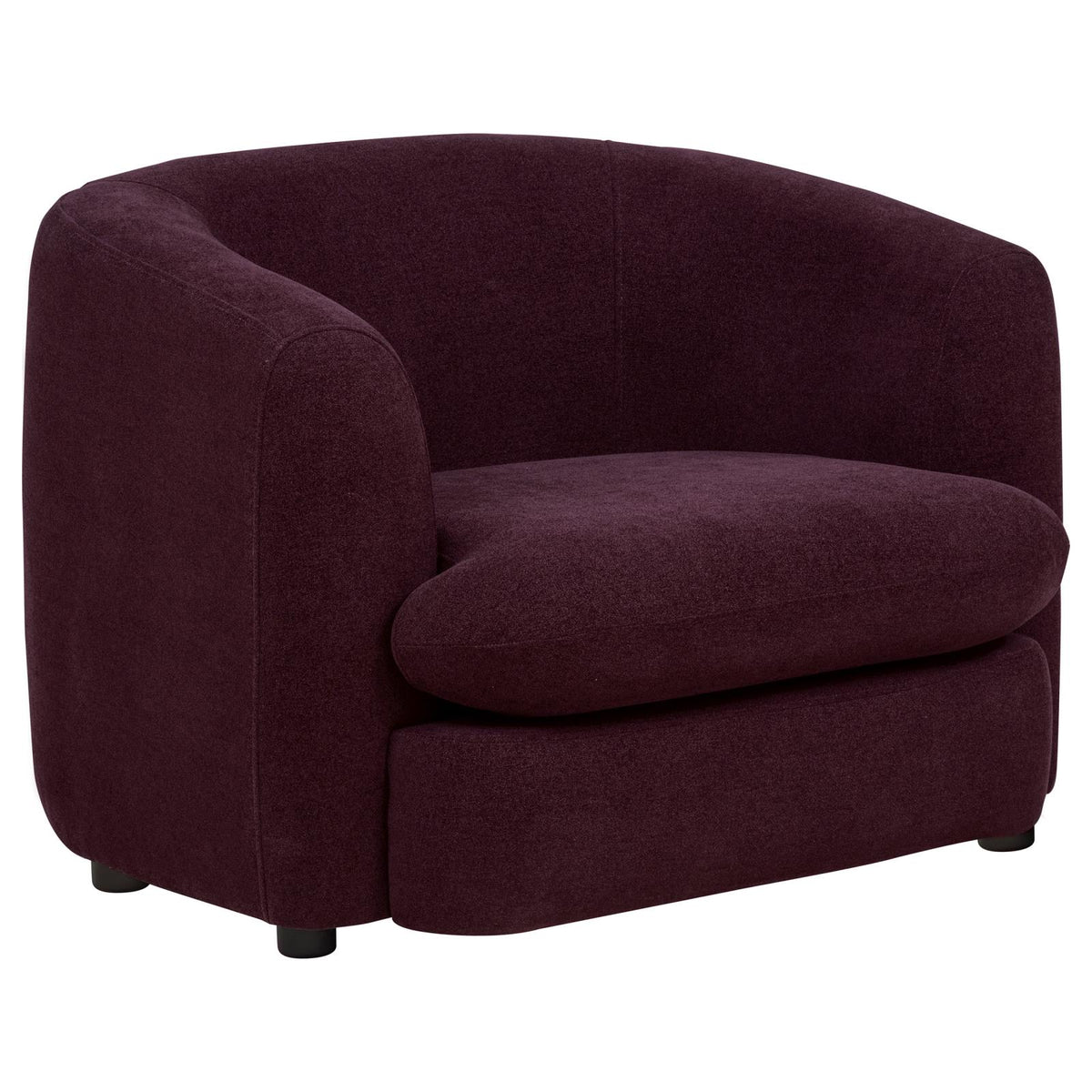 Delroy 3-Piece Stationary Sofa Set Aubergine Polyester Upholstery