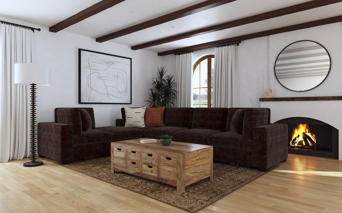Lakeview 6-piece Upholstered Modular Sectional Chocolate