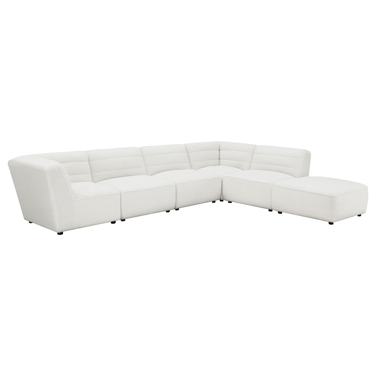 Sunny Square Upholstered Ottoman Ivory Sherpa