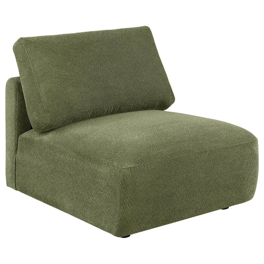 Elysia Fabric Upholstered Modular Armless Chair Green
