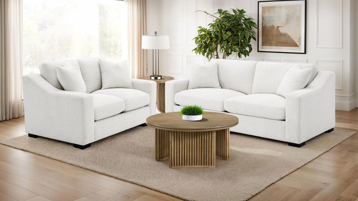 Ashlyn Upholstered Track Arm Sofa Set Sand