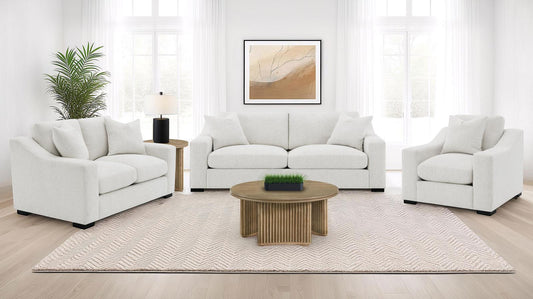 Ashlyn Upholstered Track Arm Sofa Set Sand