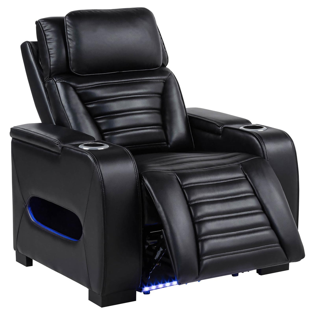 Zuma Dual Power Recliner with Cupholder Storage and LED Lighting Black