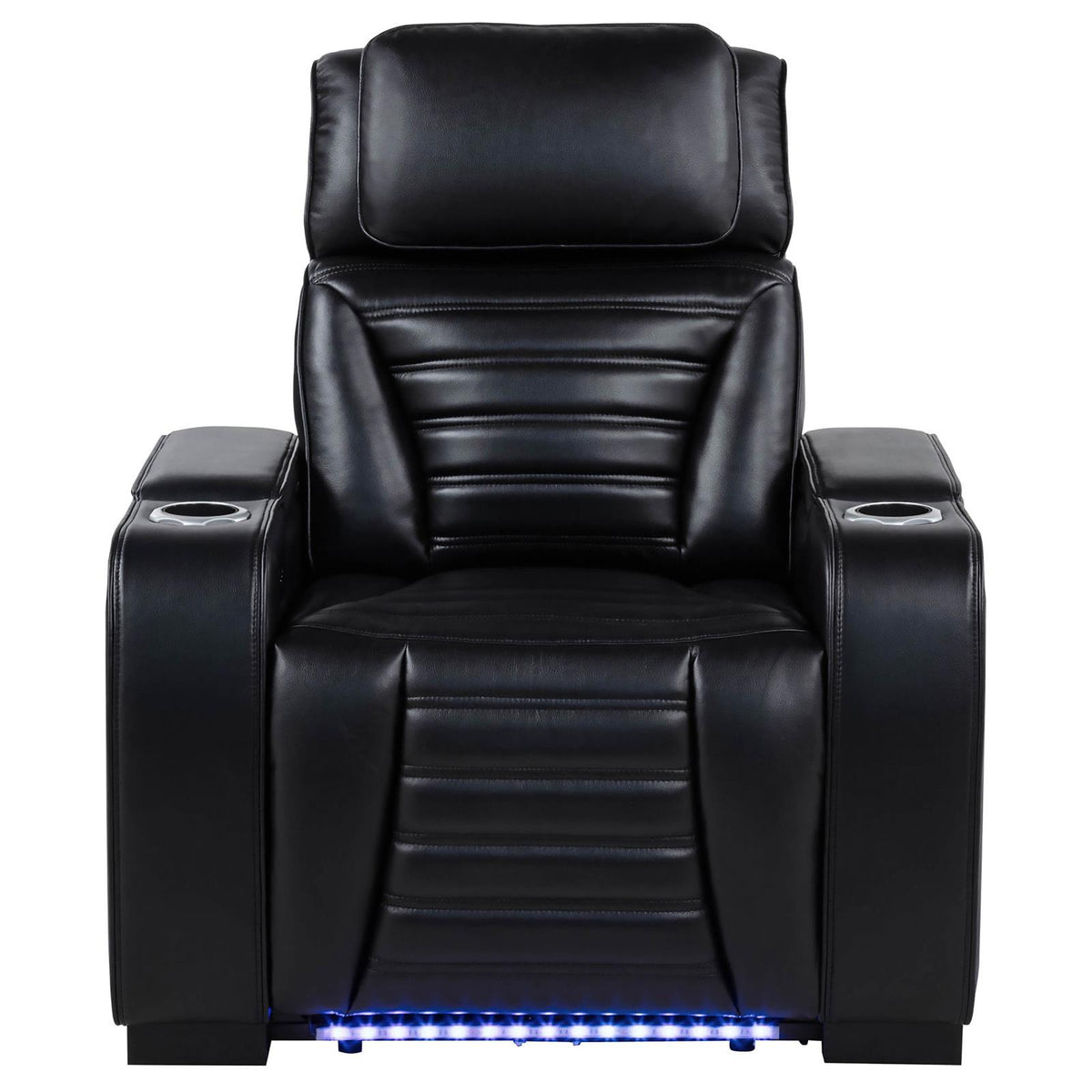 Zuma Dual Power Recliner with Cupholder Storage and LED Lighting Black