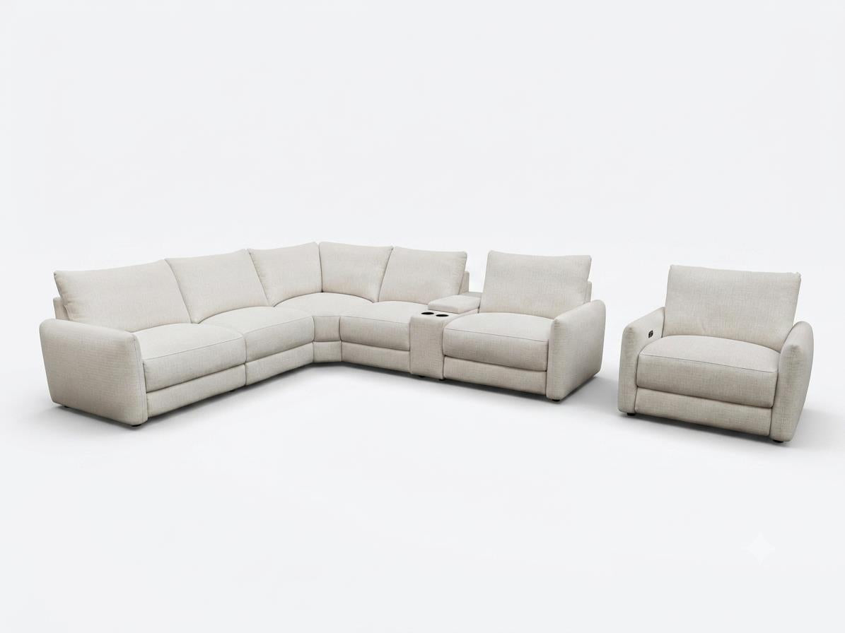 Valle Upholstered Modular Sectional Console with Charging Pearl