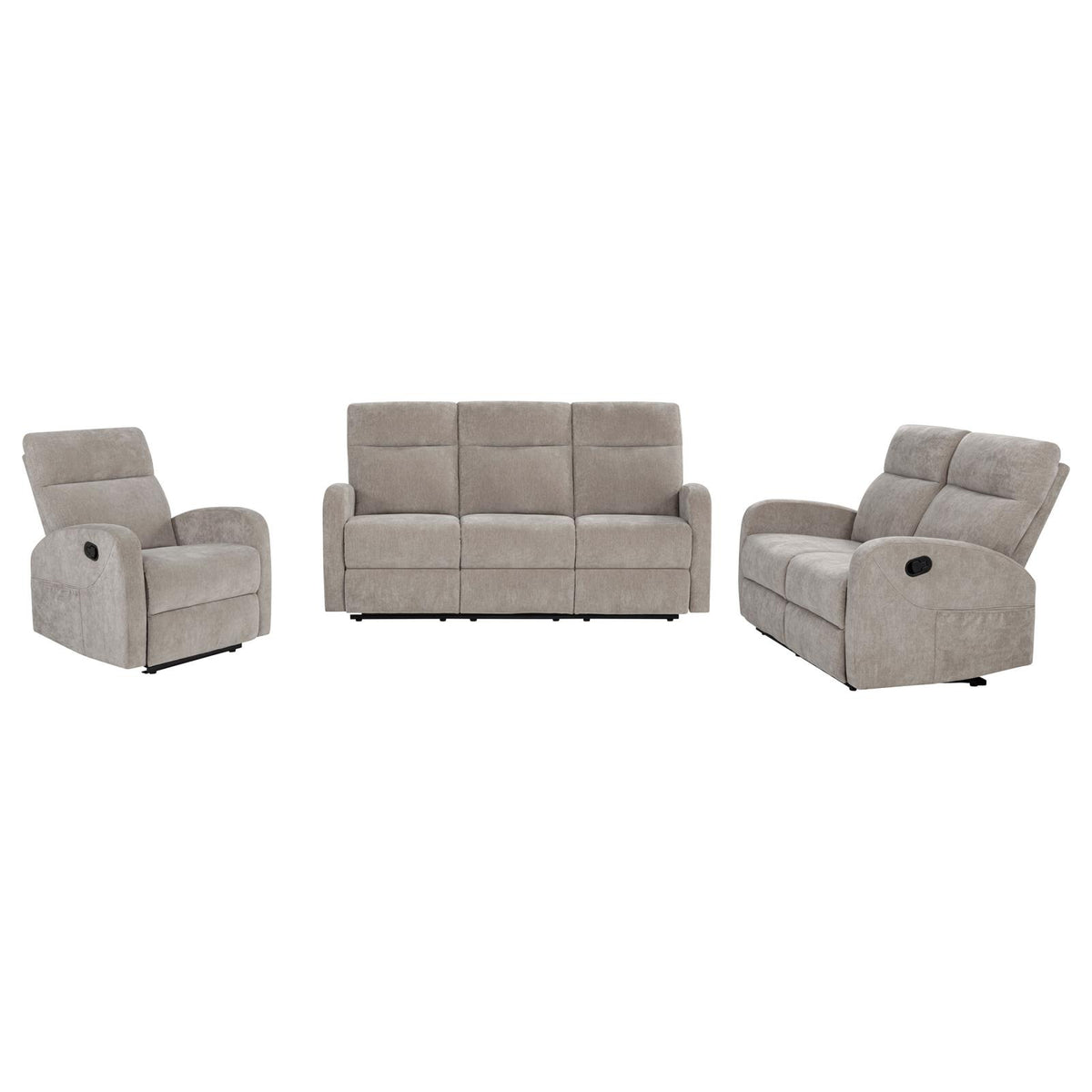 Hamilton Chenille Manual Reclining Sofa Set Sand