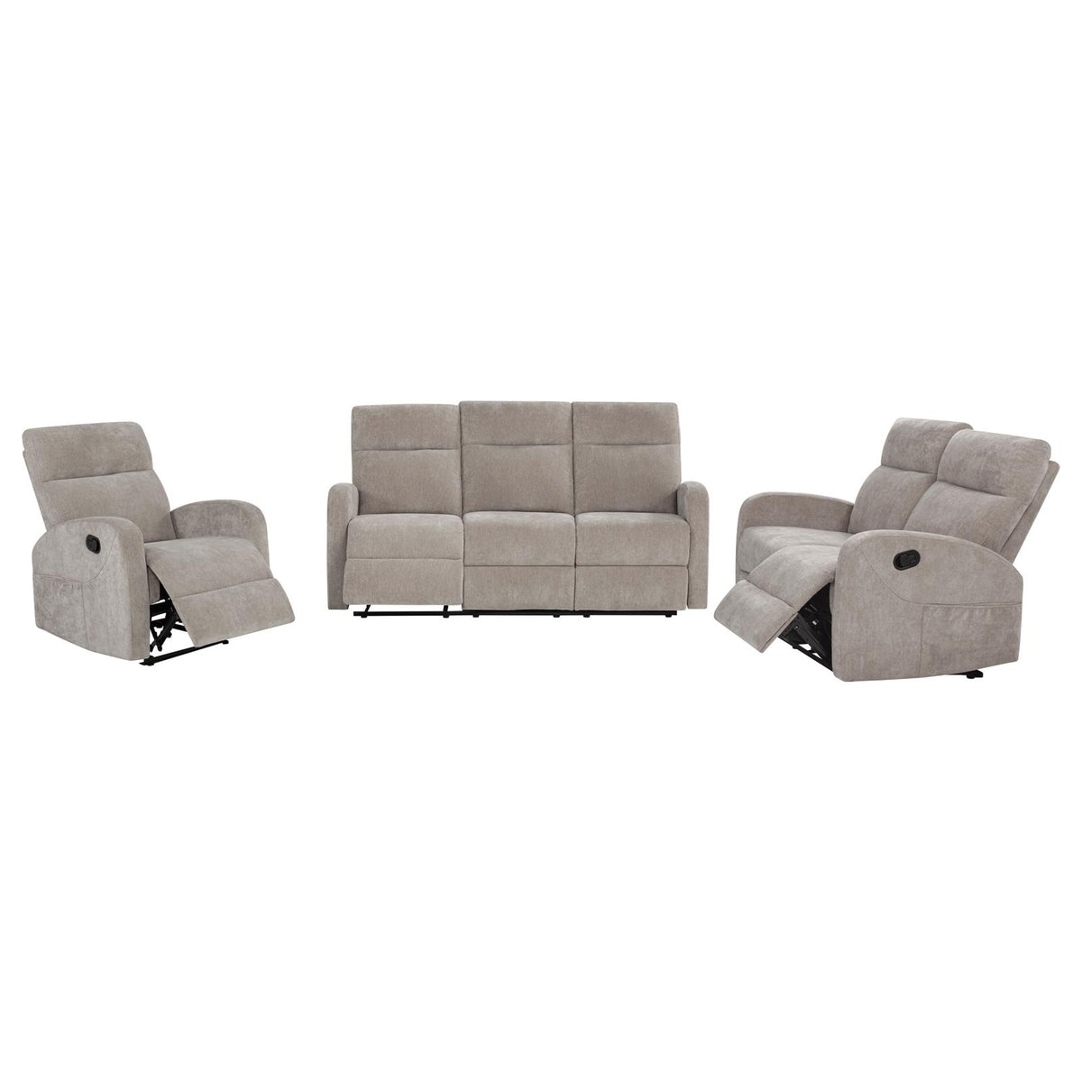 Hamilton Chenille Manual Reclining Sofa Set Sand