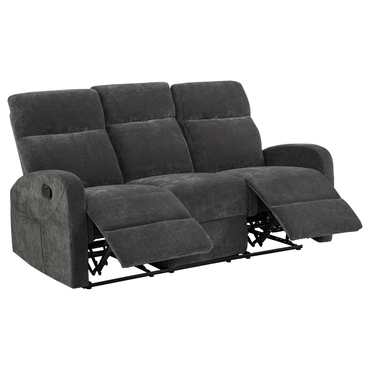 Hamilton Chenille Manual Reclining Sofa Set Charcoal Grey