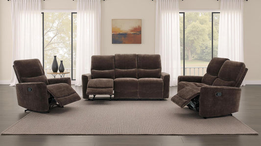 Navarro Upholstered Reclining Sofa Set Dark Brown