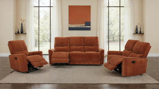 Navarro Upholstered Reclining Sofa Set Orange