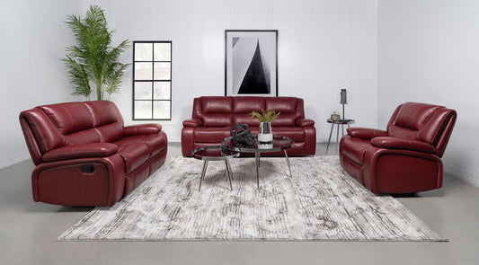 Camila Upholstered Reclining Sofa Set Red