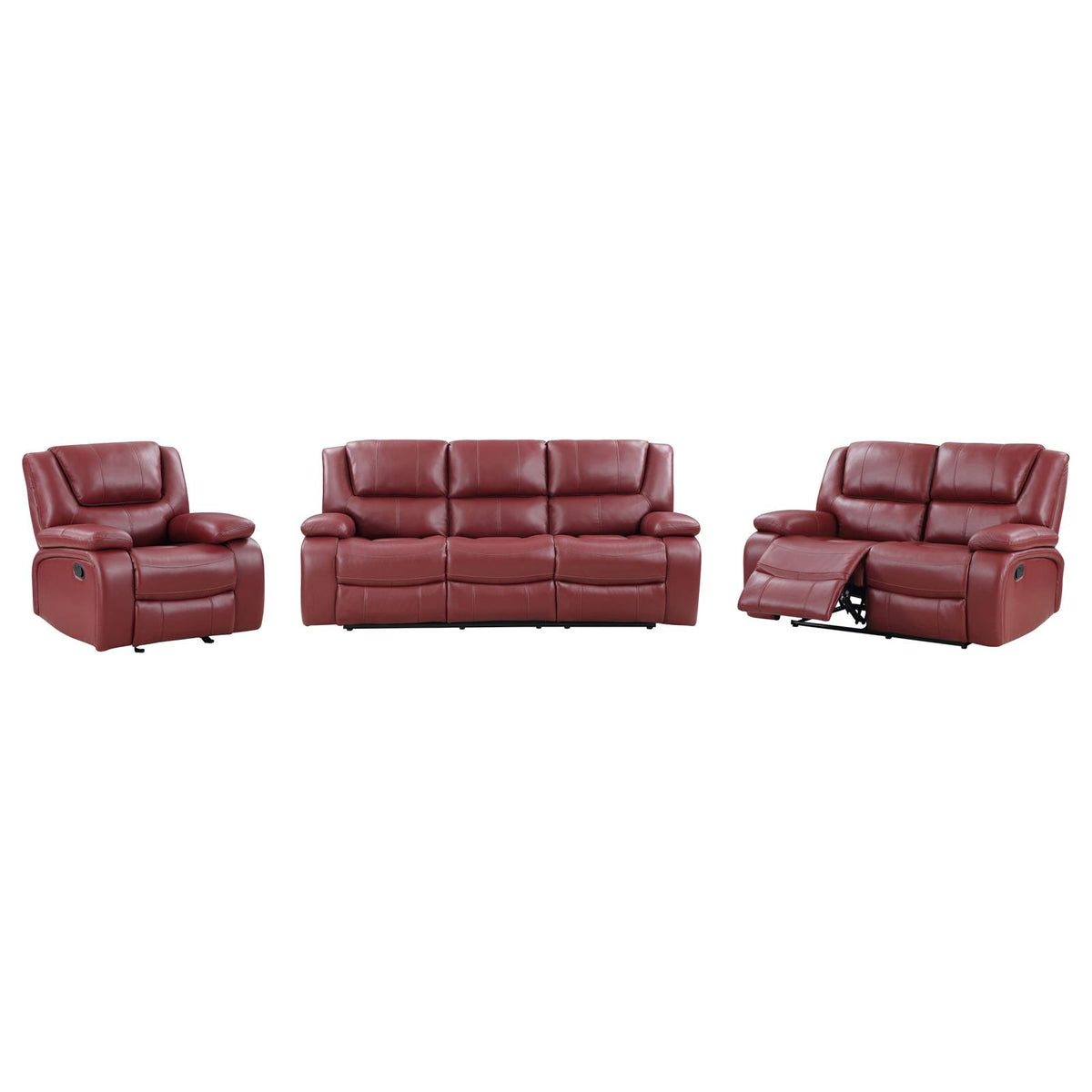 Camila Upholstered Reclining Sofa Set Red