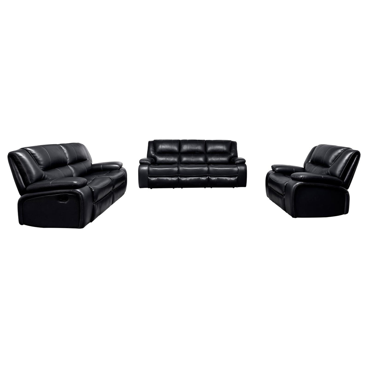 Camila Upholstered Reclining Sofa Set Black