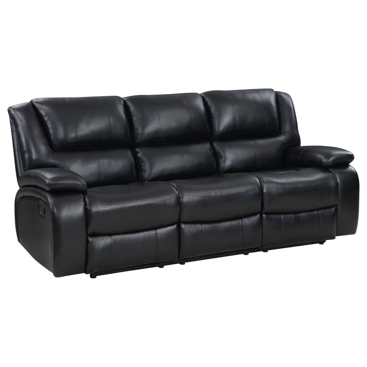 Camila Upholstered Reclining Sofa Set Black