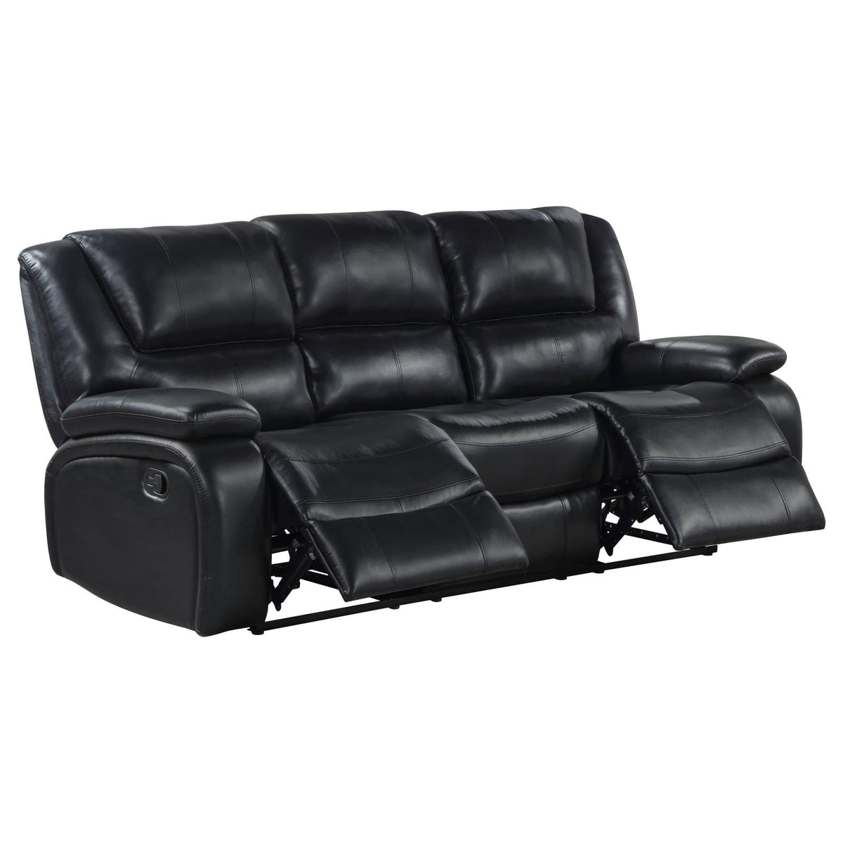 Camila Upholstered Reclining Sofa Set Black