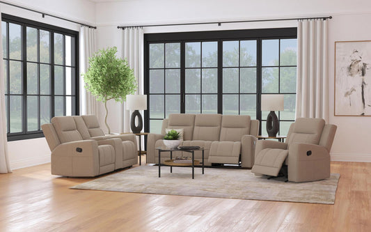 Brentwood Upholstered Reclining Sofa Set Taupe