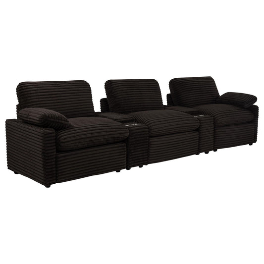 Collins 5-Piece Power Reclining Home Theater Seating Chocolate Brown