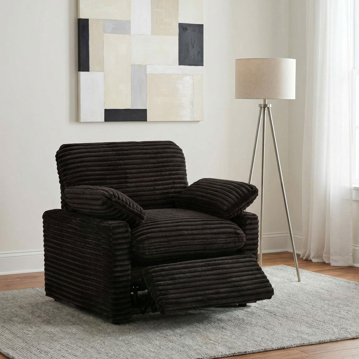 Collins Upholstered Power Recliner Chair Chocolate Brown