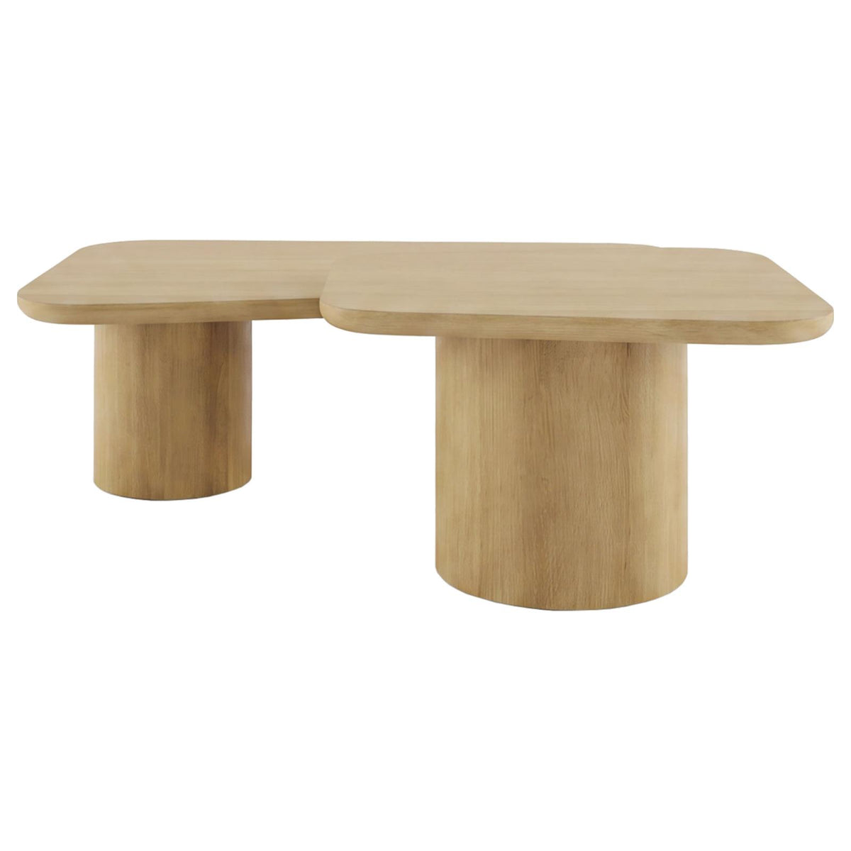 Lester 2-Piece Rounded Pedestal Nesting Coffee Table Set Honey Oak