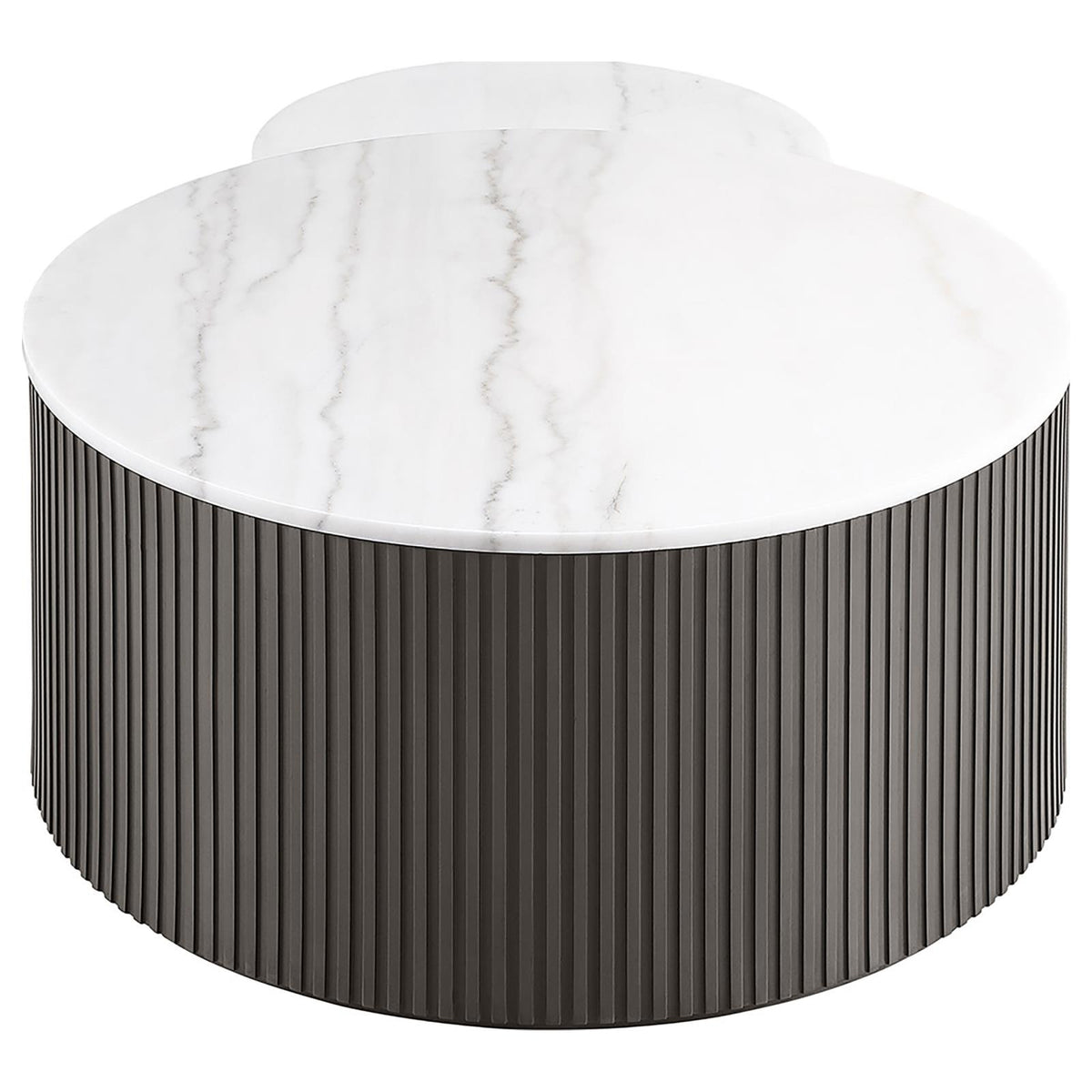 Lowe 2-Piece Round Marble Top Nesting Coffee Table Set Charcoal