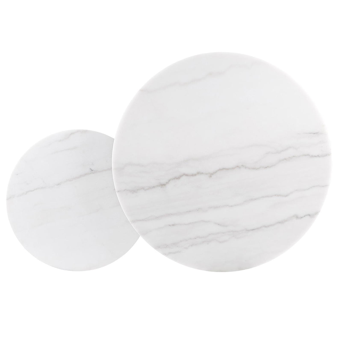 Lowe 2-Piece Round Marble Top Nesting Coffee Table Set Charcoal