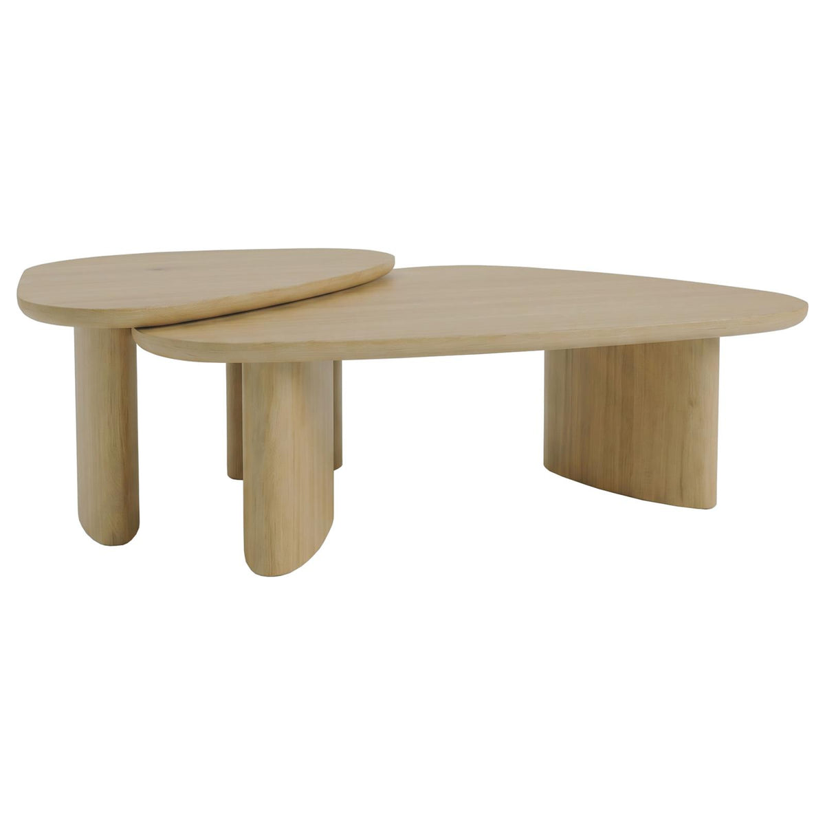 Lester 2-Piece Triangular Nesting Coffee Table Set Honey Oak