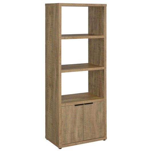 Tabby Farmhouse Media Tower with Adjustable Shelf and 2-Door Storage Mango