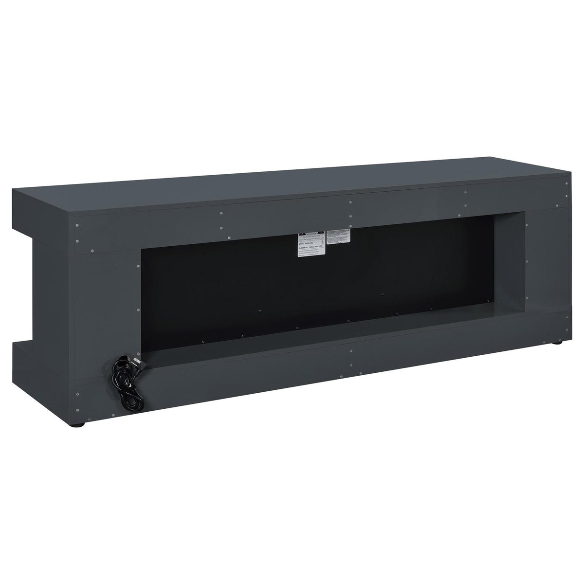 Mallory TV Stand Fireplace Console Bluetooth Speaker Grey High Gloss