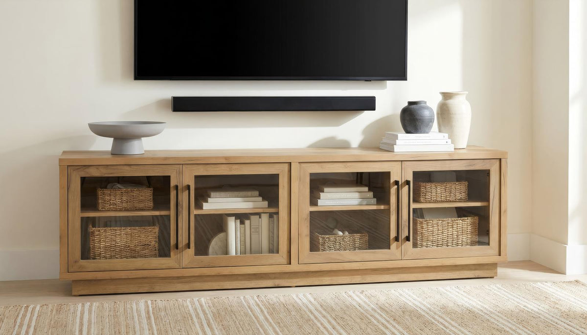 Medina 4-Door TV Stand for TVs up to 85 Inches Golden Oak