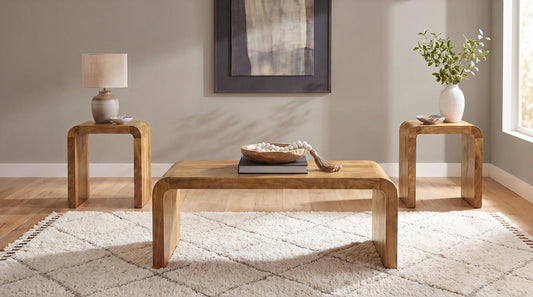 Booker Mango Wood Coffee and End Table Set Natural