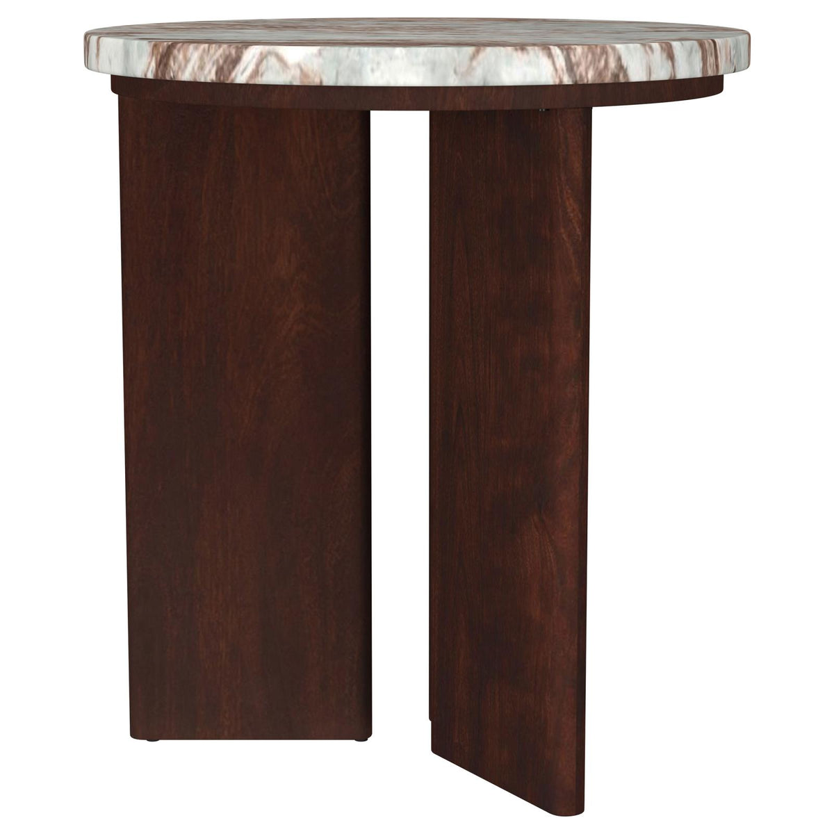 Jenna Round Marble Top Coffee Table Set Brown