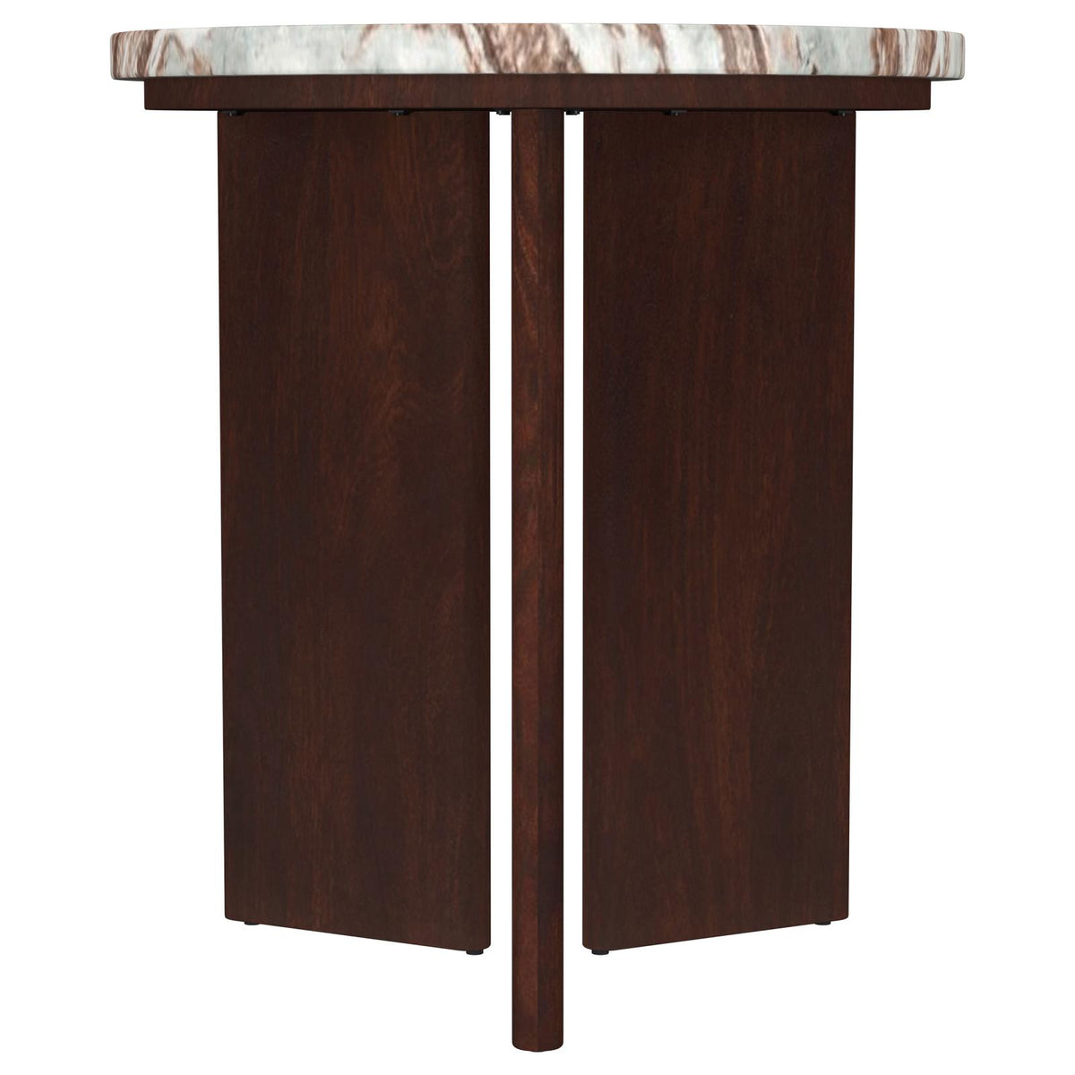 Jenna Round Marble Top Coffee Table Set Brown