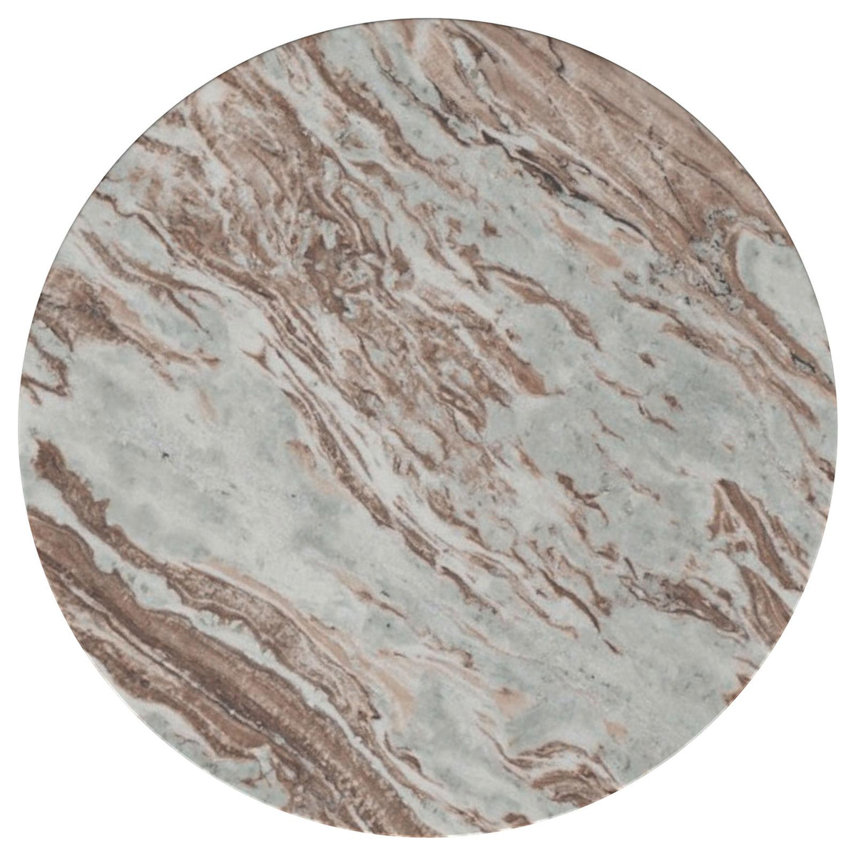 Jenna Round Marble Top Coffee Table Set Brown