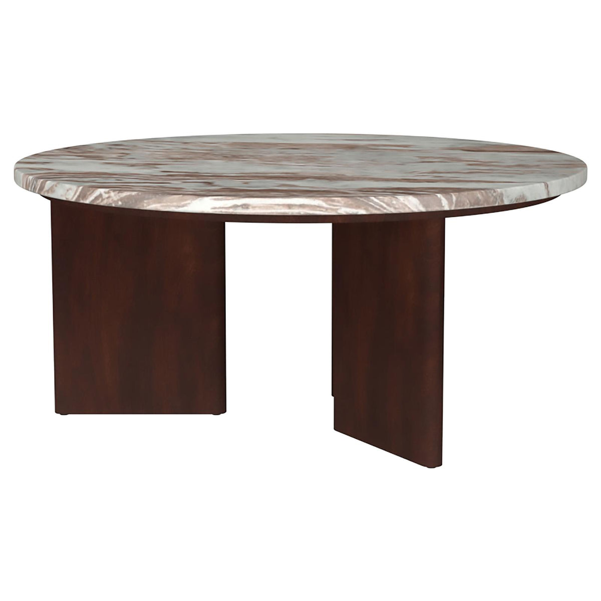 Jenna Round Marble Top Coffee Table Set Brown