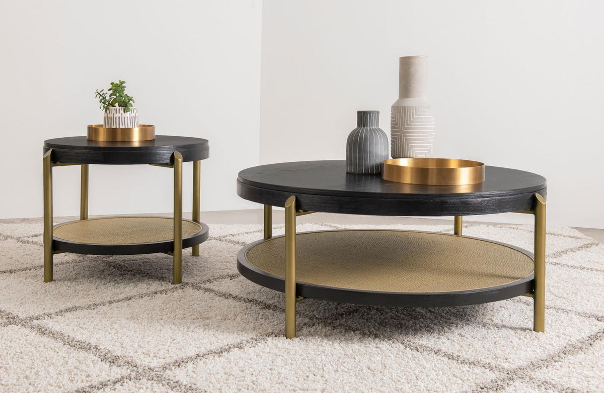 Arini Round Coffee and End Table Set Black