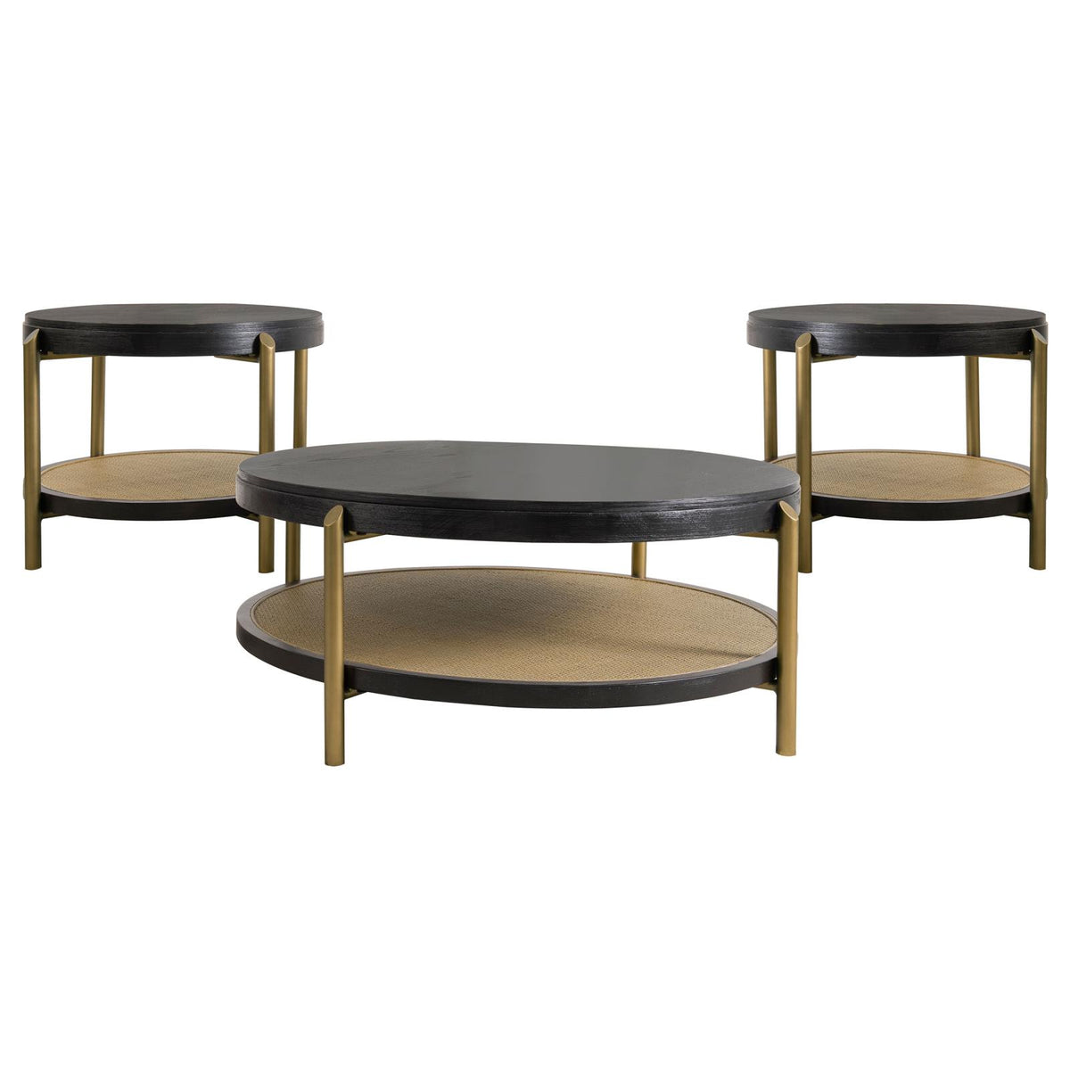 Arini Round Coffee and End Table Set Black