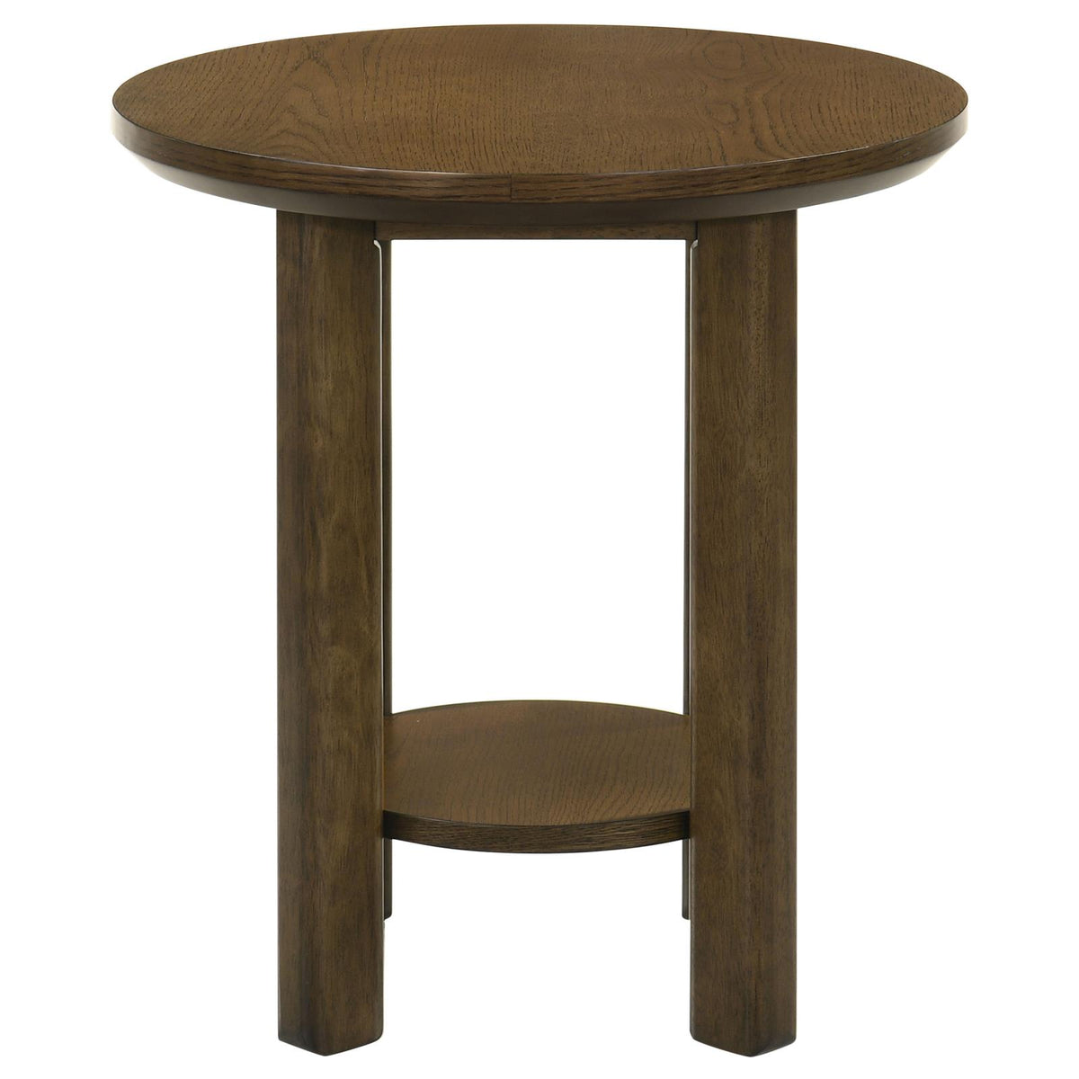 Ottowa 22-Inch Round Wood Side End Table with Shelf Brown