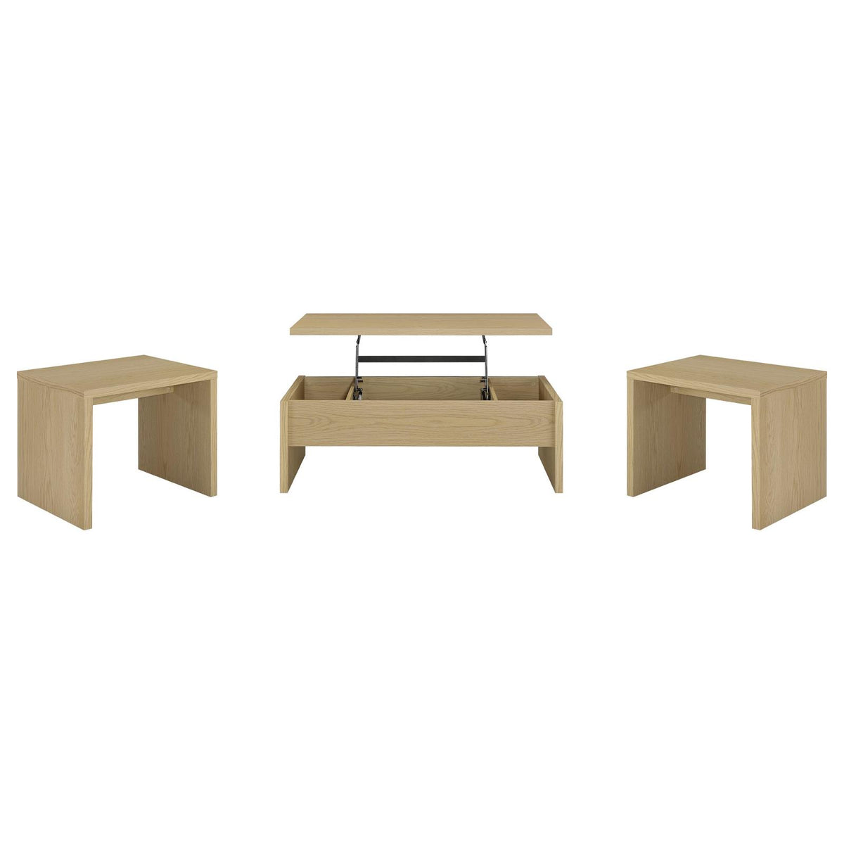 Canoga Lift Top Cocktail Coffee Table Set Light Oak