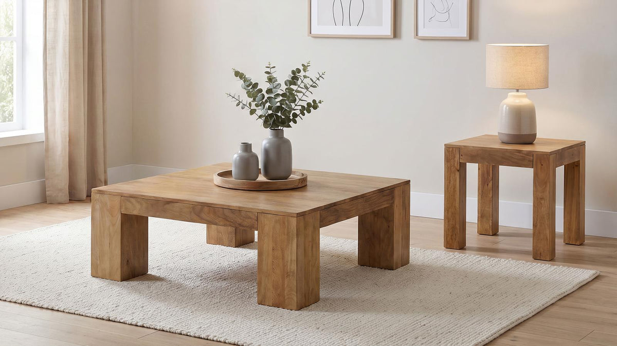 Butte Mango Wood Coffee and End Table Set Natural