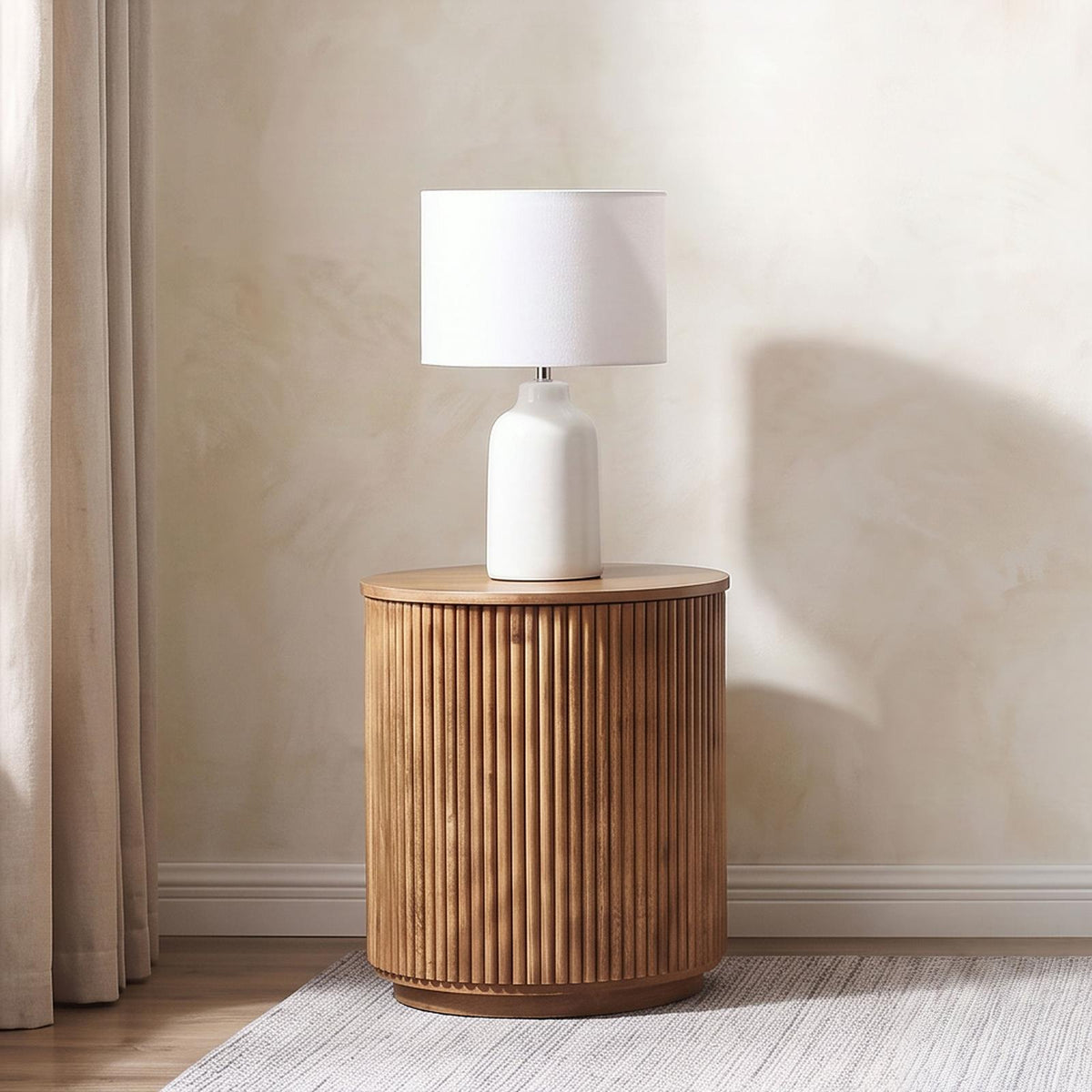Coffey Round Mango Wood End Table Light Brown