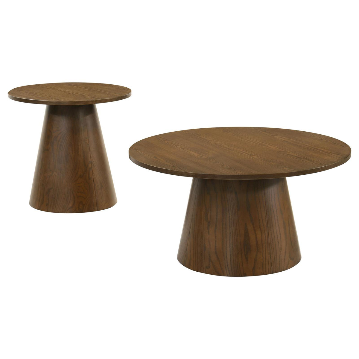 Franklin Round Pedestal Coffee Table Set Dark Brown