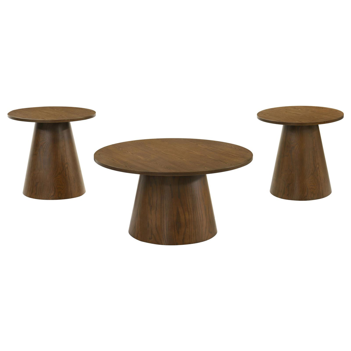 Franklin Round Pedestal Coffee Table Set Dark Brown