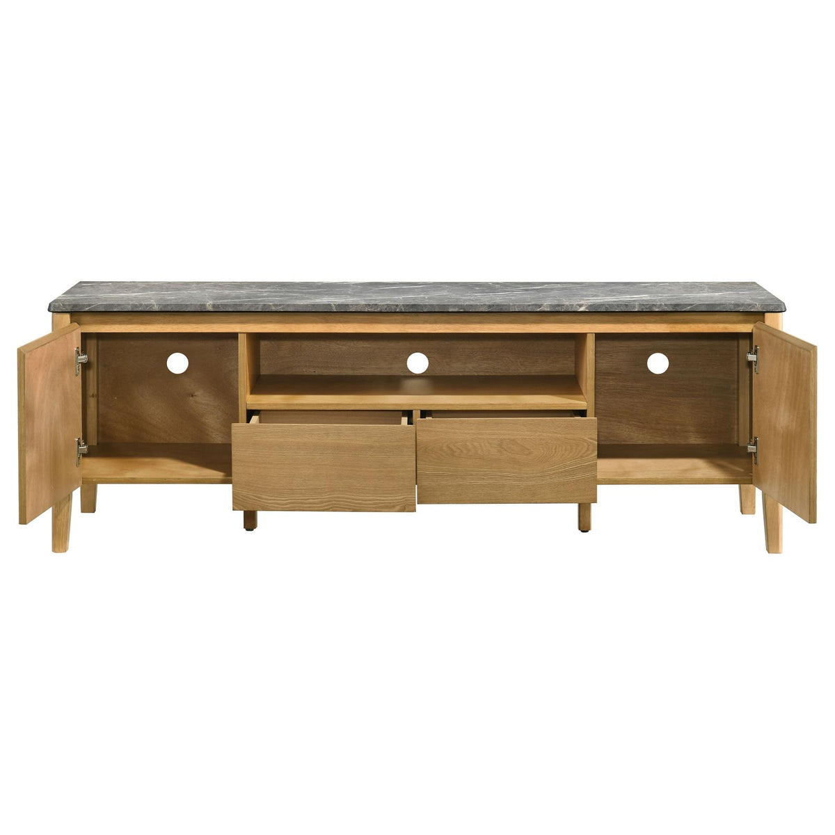 Bradley 63-inch 2-Door SmartTop TV Stand Grey and Natural